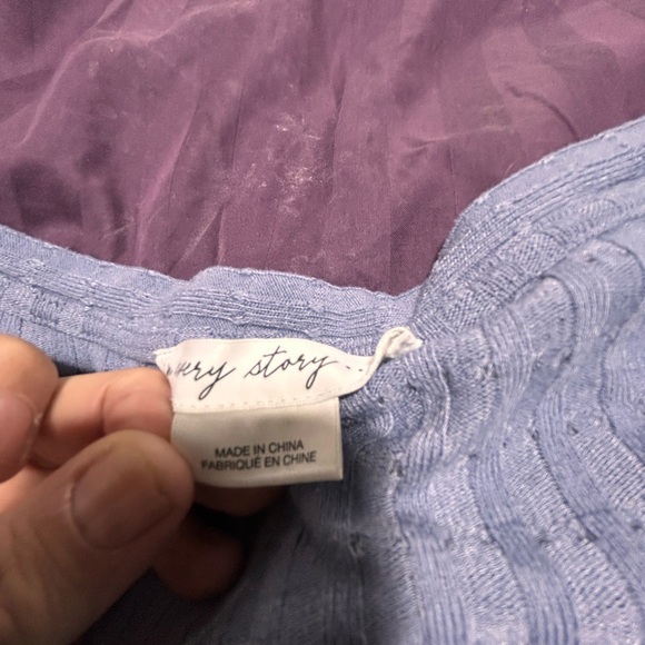 In Every Story - 1x -24” pit to pit blue long sleeve top-waffle like fabric - - Picture 3 of 9